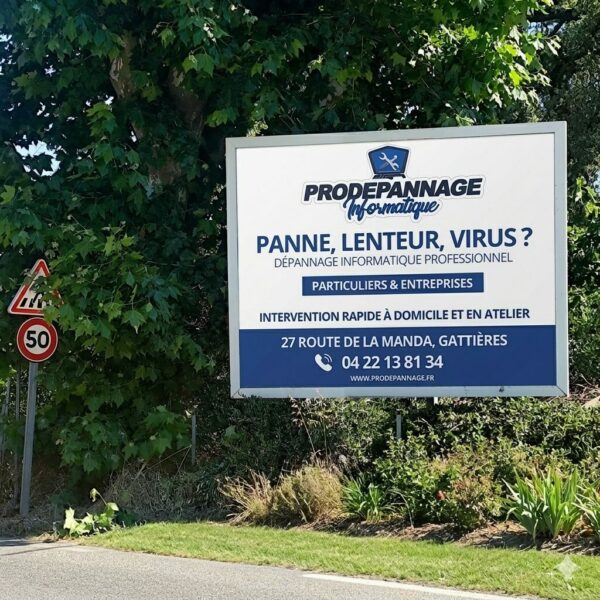 Création panneau publicitaire géant pour informaticien à gattières