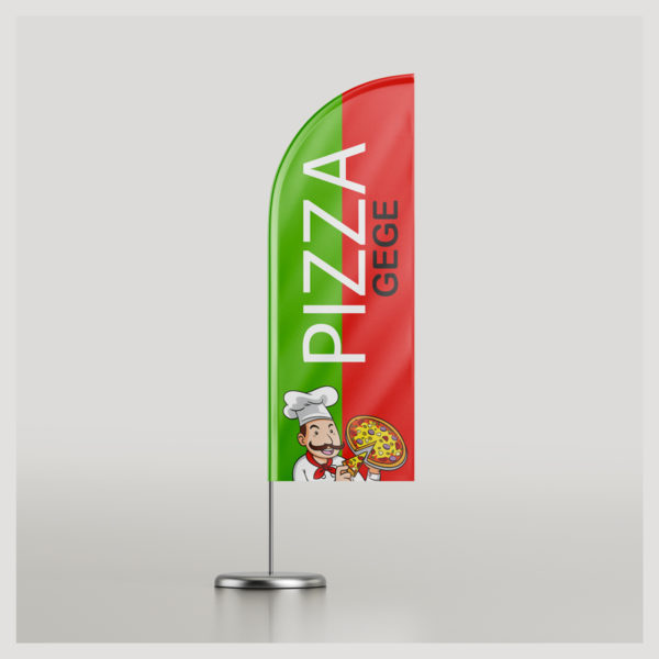 Réalisation de drapeaux personnalisé pour commerce et pizzeria de la région Lilloise