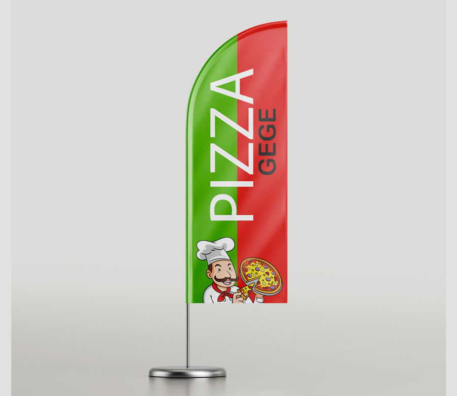Réalisation de drapeaux personnalisé pour commerce et pizzeria de la région Lilloise