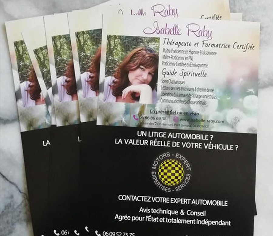 Création de flyers partagé pour professionnel pres de nice par agence de publicité