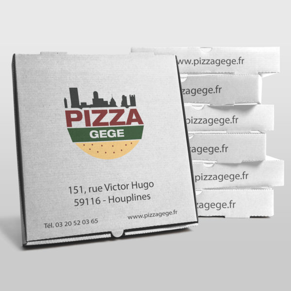 conception et impression de boite a pizza personnalisée avec logo par agence de publicité