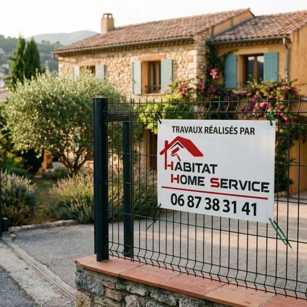 Création panneau publicitaire akilux pour artisan du batiment à grasse